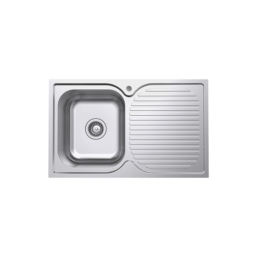 TIVA 780 Kitchen Sink Left Hand Bowl & Drainer Topmount 19L 1TH 780x480x180mm