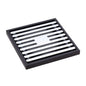 FLOOR WASTE 100mm Square Slim Grate 88mm outlet Mixed Matte Black/Chrome