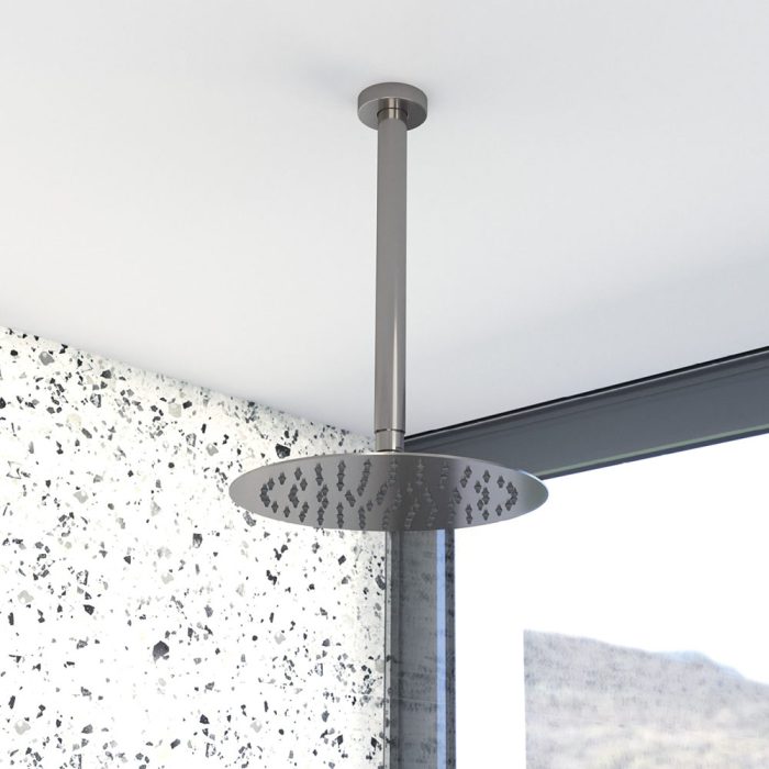 Round 300mm Shower Dropper Gun Metal