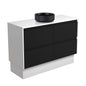 REBA Black CRYSTAL AMATO 1200 Matte Black Vanity Matte White Panels On Kick NTH