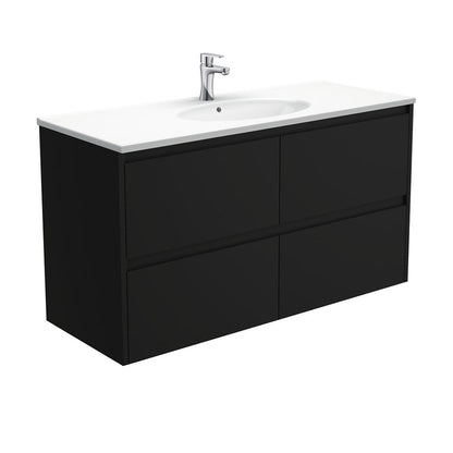 ROTONDO AMATO 1200 Matte Black Vanity Wall Hung 1TH