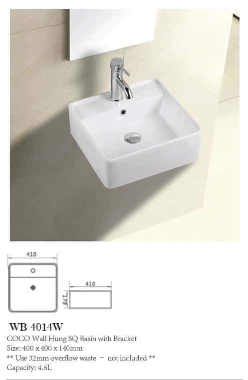 COCO Wall Hung Basin with Brackets