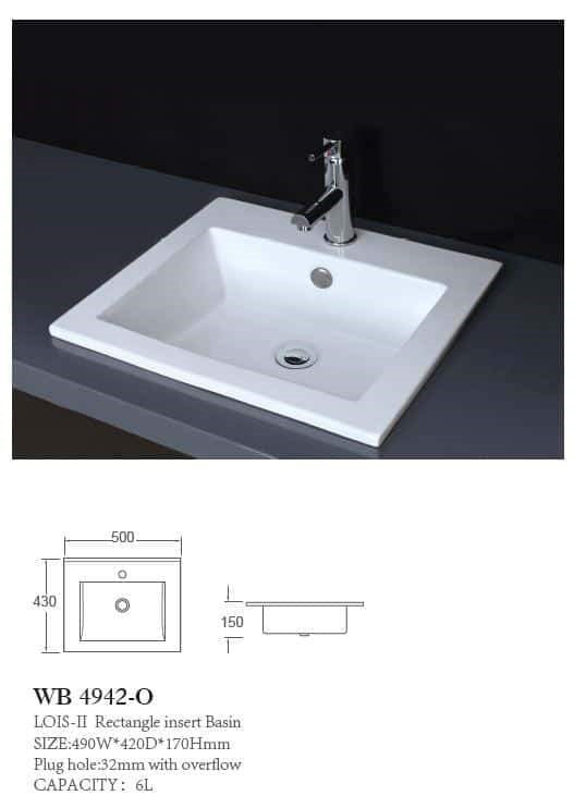 LOIS-II Rectangle Insert Basin