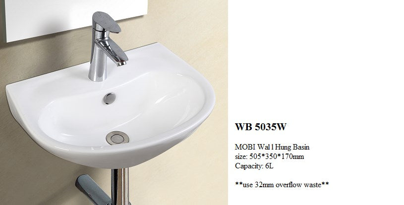 MOBI Wall Hung Basin with Brackets