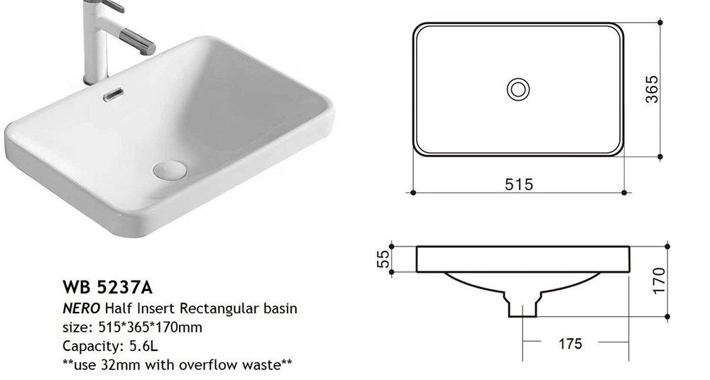 NERO Half Insert Basin
