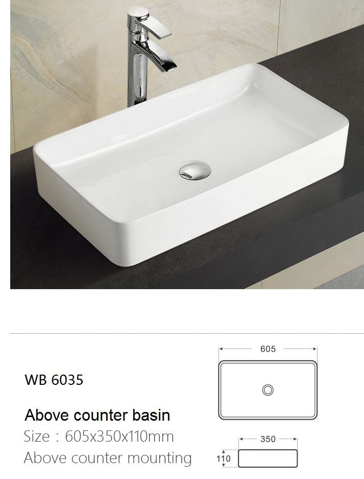 DIOR-II Above Counter Basin in Gloss White Finish