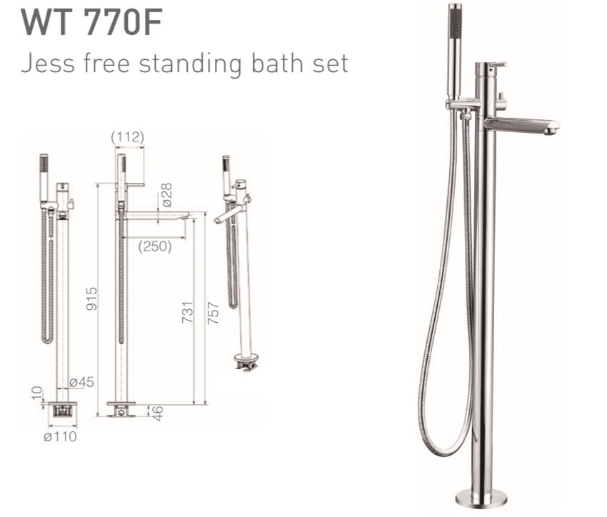 JESS Free Standing Bath Mixer in Chrome