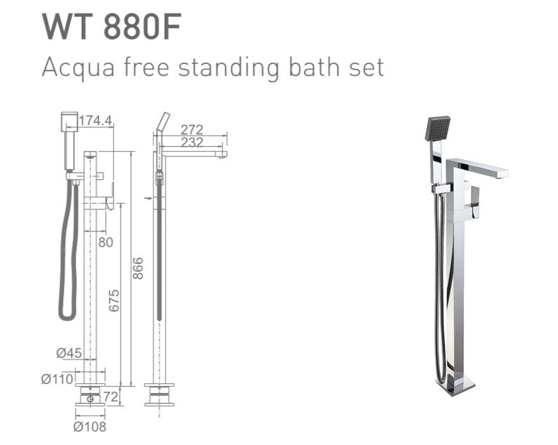 ACQUA Free Standing Bath Mixer in Chrome