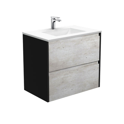 Vanessa Amato 750 Industrial Wall-Hung Vanity, Satin Black Panels