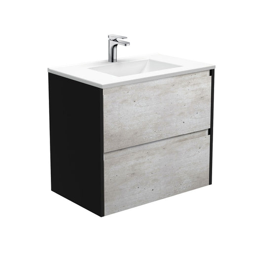 VANESSA AMATO 750 INDUSTRIAL Vanity with Matte Black Panels Wall Hung 1TH