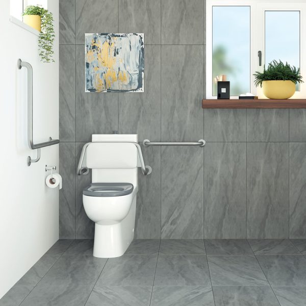 Stella Care Back-to-Wall Toilet Suite, Grey Seat