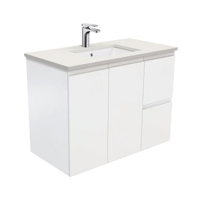 Sarah Roman Sand Undermount 900 Fingerpull Satin White Wall-Hung Vanity