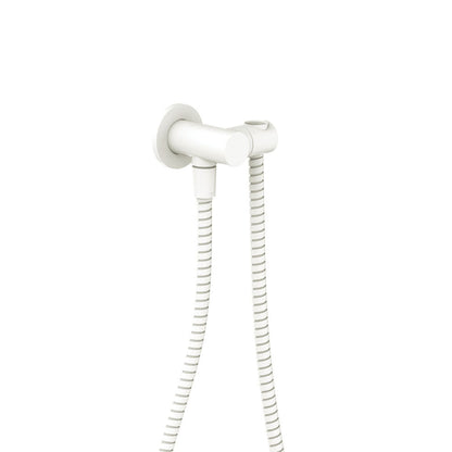 Universal Hand Shower Bracket & Hose, Round Plate, Matte White