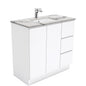 Sarah Calacatta Marble Undermount 900 Fingerpull Gloss White Vanity on Kick