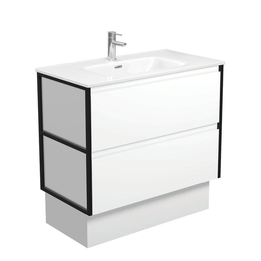 JOLI AMATO 900 Matte White Vanity with Matte Black Frames and Kick 1TH
