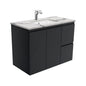Sarah Calacatta Marble Undermount 900 Fingerpull Satin Black Wall-Hung Vanity