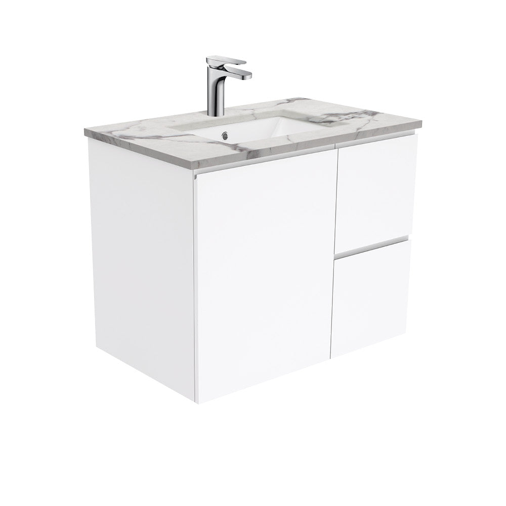Sarah Calacatta Marble Undermount 750 Fingerpull Gloss White Wall-Hung Vanity