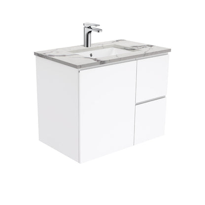 Sarah Calacatta Marble Undermount 750 Fingerpull Gloss White Wall-Hung Vanity