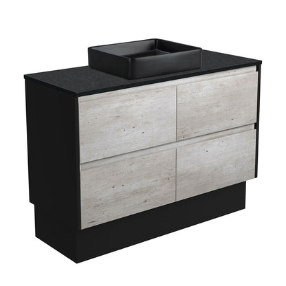 LUCIANA MB BLACK SPARKLE AMATO 1200 INDUSTRIAL Vanity Matte Black Panels On Kick NTH