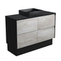 LUCIANA MB BLACK SPARKLE AMATO 1200 INDUSTRIAL Vanity Matte Black Panels On Kick NTH