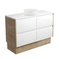REBA Matte White CRYSTAL AMATO 120 Matte White Vanity SCANDI OAK Panels On Kick NTH