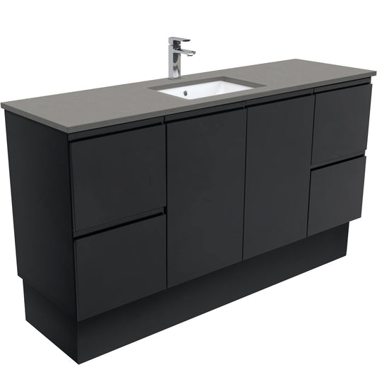 SARAH DOVE GREY 1500 Fingerpull Matte Black Cab on Kick Single Bowl 1TH