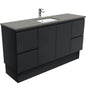 SARAH DOVE GREY 1500 Fingerpull Matte Black Cab on Kick Single Bowl 1TH