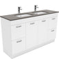 Sarah Dove Grey Undermount Double Bowl 1500 UniCab Vanity on Kick