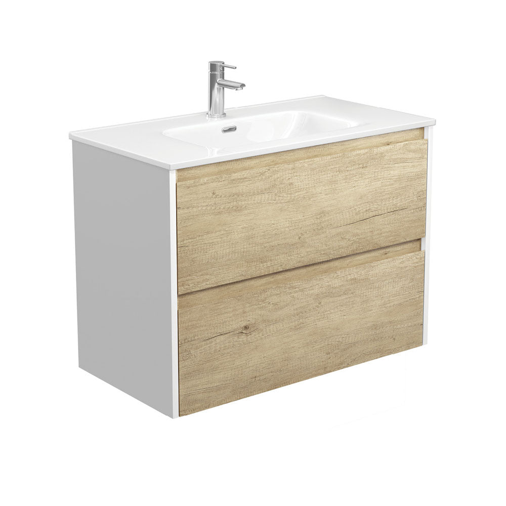 JOLI AMATO 900 SCANDI OAK Vanity with Matte White Panels Wall Hung 1TH
