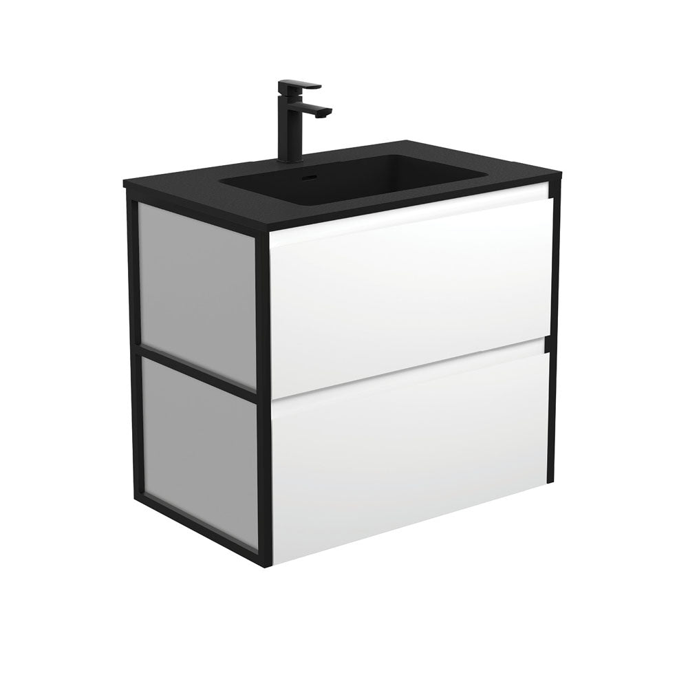 MONTANA AMATO 750 Matte White Vanity with Matte Black Frames Wall Hung 1TH