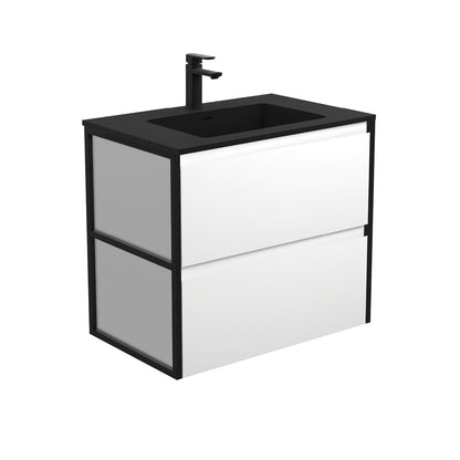 MONTANA AMATO 750 Matte White Vanity with Matte Black Frames Wall Hung 1TH