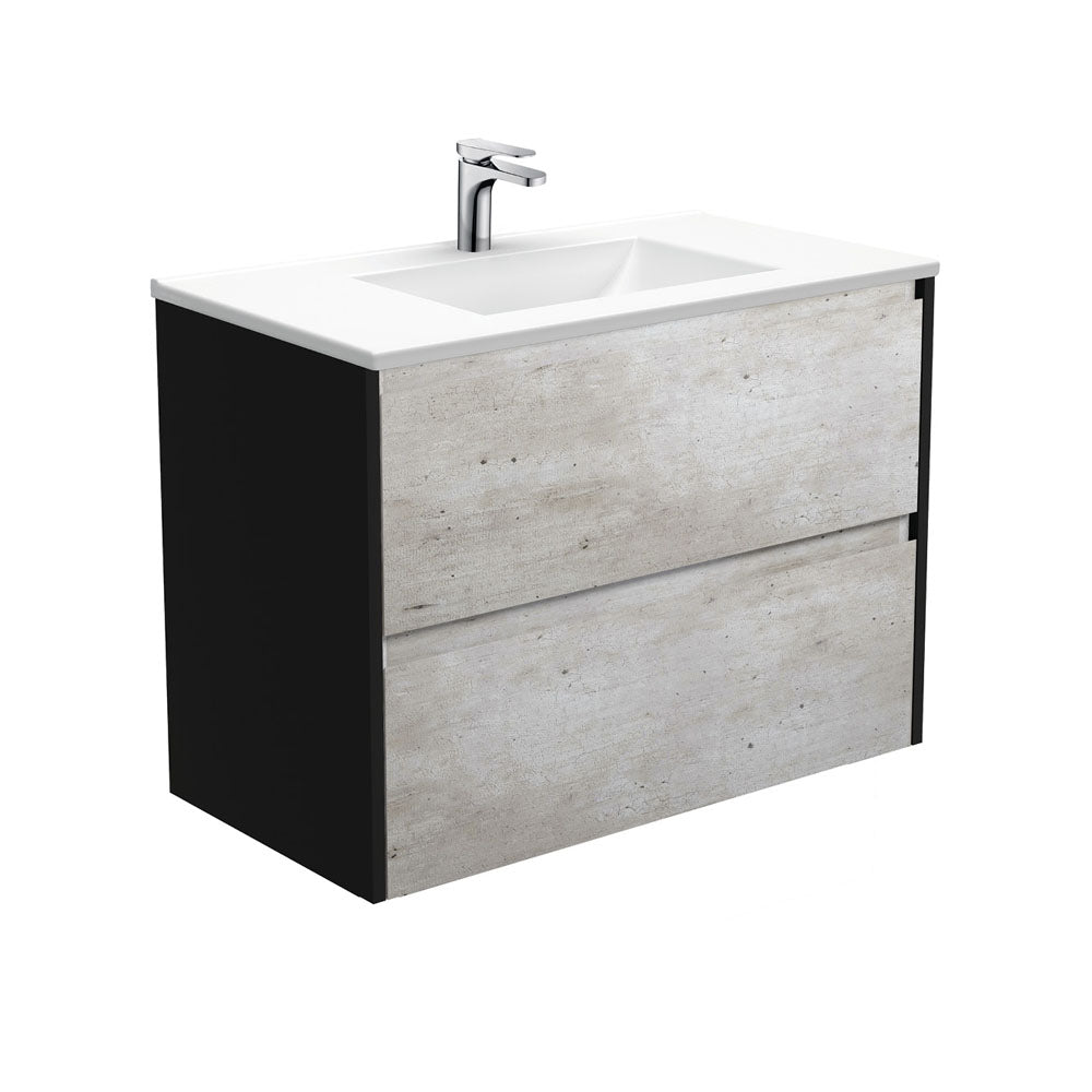 VANESSA AMATO 900 INDUSTRIAL Vanity with Matte Black Panels Wall Hung 1TH
