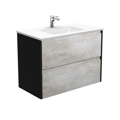 VANESSA AMATO 900 INDUSTRIAL Vanity with Matte Black Panels Wall Hung 1TH