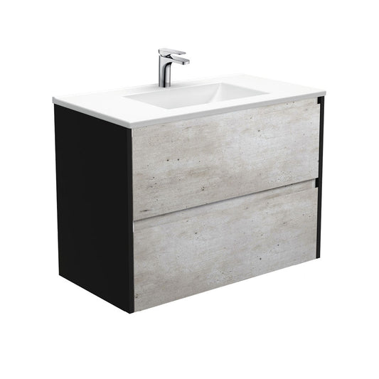 VANESSA AMATO 900 INDUSTRIAL Vanity with Matte Black Panels Wall Hung 1TH
