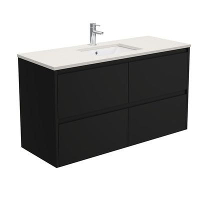 Sarah Roman Sand Undermount 1200 Amato Satin Black Wall-Hung Vanity