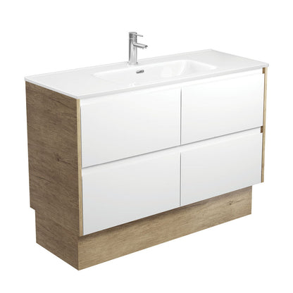 JOLI AMATO 1200 Matte White Vanity with SCANDI OAK Panels and Kick 1TH