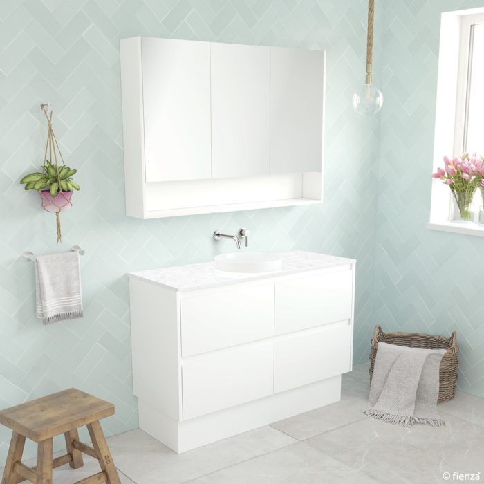 REBA Semi Inset BIANCO AMATO 1200 Satin White Vanity On Kick NTH