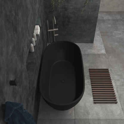 Luciana Cast Stone Solid Surface Bath, Matte Black, 1500mm