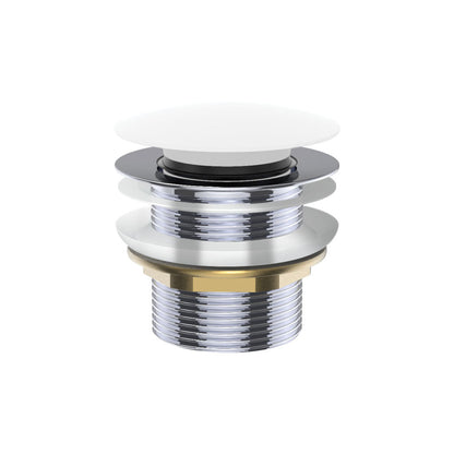 Universal Pull-Out/Pop-Up Brass Cap Bath Waste, Non-Overflow, Matte White