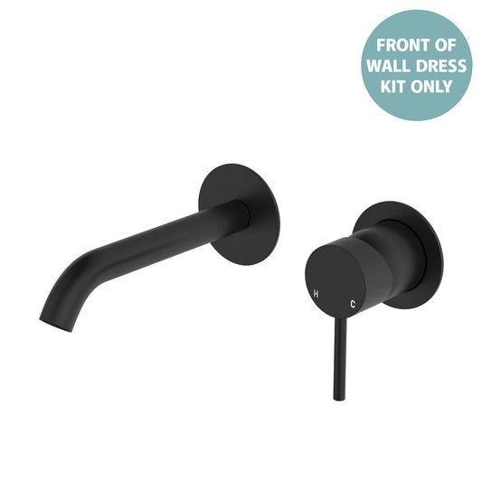 Kaya Basin/Bath Wall Mixer Dress Kit, Round Plates, 160mm Outlet, Matte Black