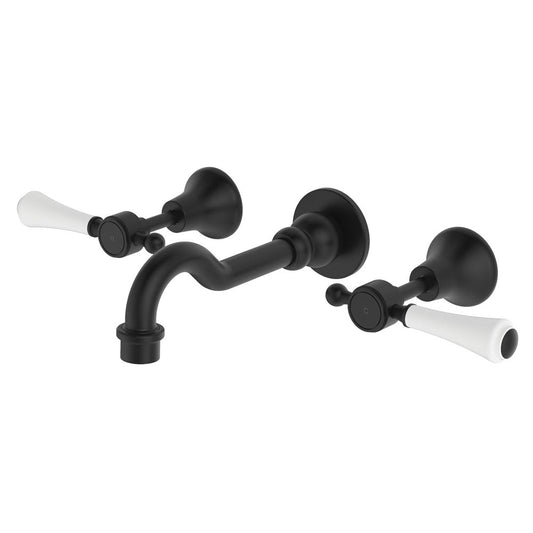 LILLIAN Lever Shepherds Crook Bath Set Matte Black White Handle