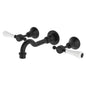 LILLIAN Lever Shepherds Crook Bath Set Matte Black White Handle