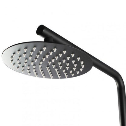 8 inch 200mm Right Angle Round Matte Black Twin Shower Station Top Inlet with 3 Functions Handheld