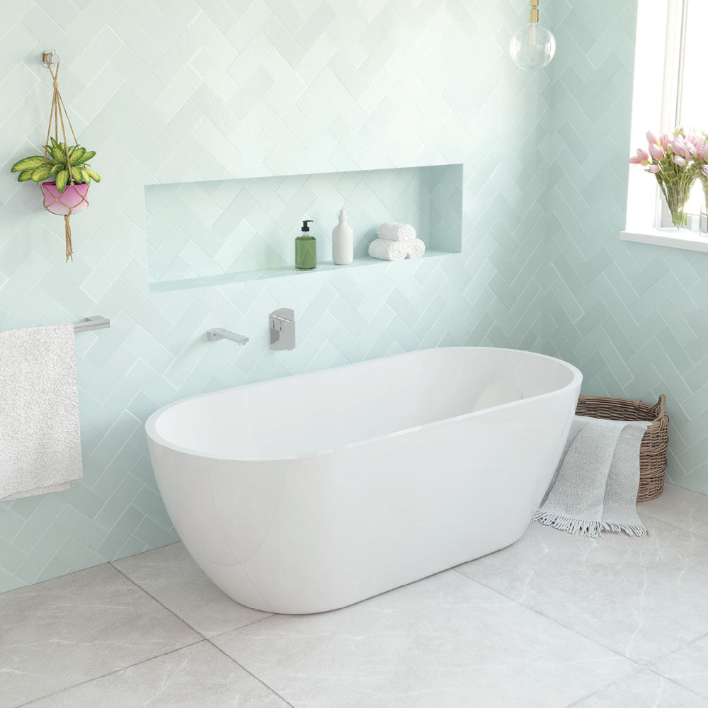 KOKO Matte White 1680 Freestanding Acrylic Bath 1680 x 750 x 580mm