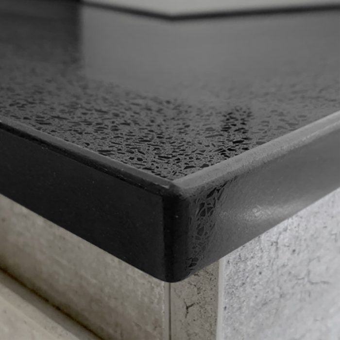 LUCIANA MB BLACK SPARKLE AMATO 1200 INDUSTRIAL Vanity Matte Black Panels On Kick NTH