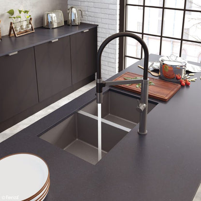 HANA Double Bowl Sink 27L-27L Carbon Metal Inc Sink Protect Top/Undermount 760x450x200mm