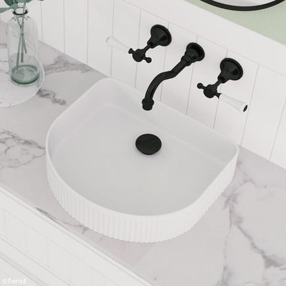 LILLIAN Lever Shepherds Crook Bath Set Matte Black White Handle