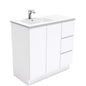 DOLCE 900 Left Offset Basin FINGERPULL Gloss White Vanity on Kick 1TH