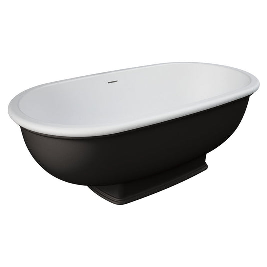 WASHINGTON Matte Black Stone Bath 1560 x 810 x 545 mm with Overflow