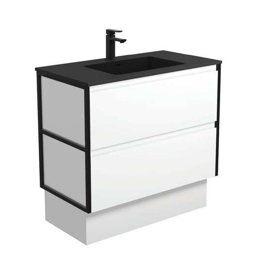 MONTANA AMATO 900 Matte White Vanity with Matte Black Frames and Kick 1TH